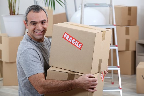 Packing materials and moving boxes prepared for a home move in Merton