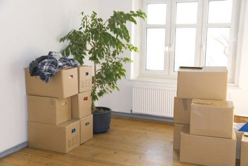 Packed household items ready for home moves in Merton