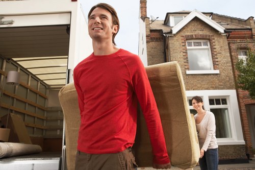 Busy moving day with a removal van in Merton